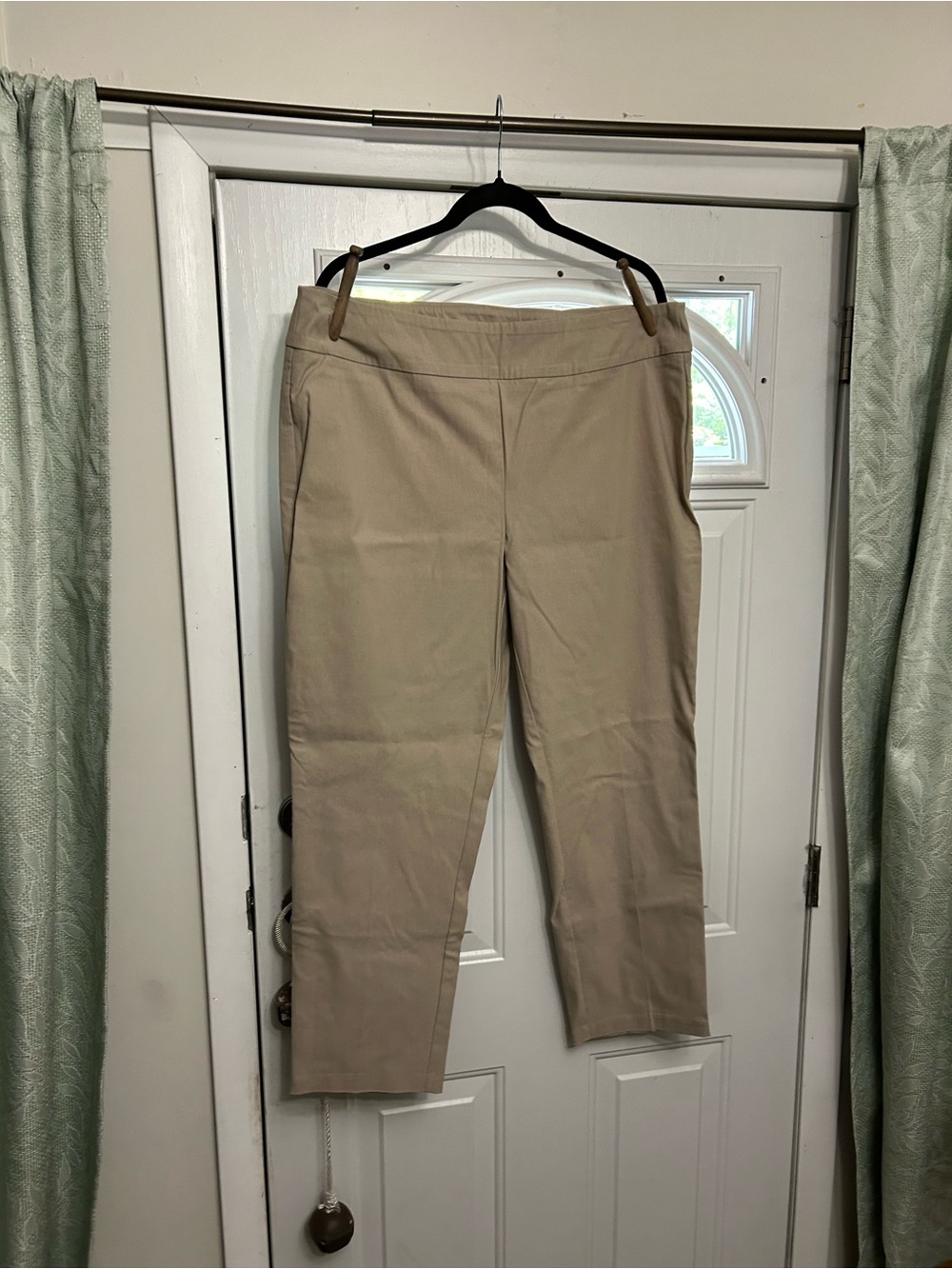 Tribal Cropped Stretch Ankle Pants - Beige